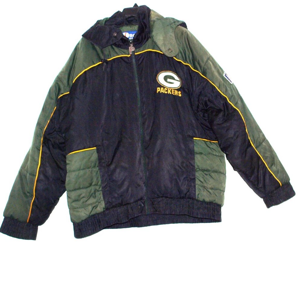 Pro Player Vintage Green Bay Packers Puffer Hooded NFL Jacket Men's XL